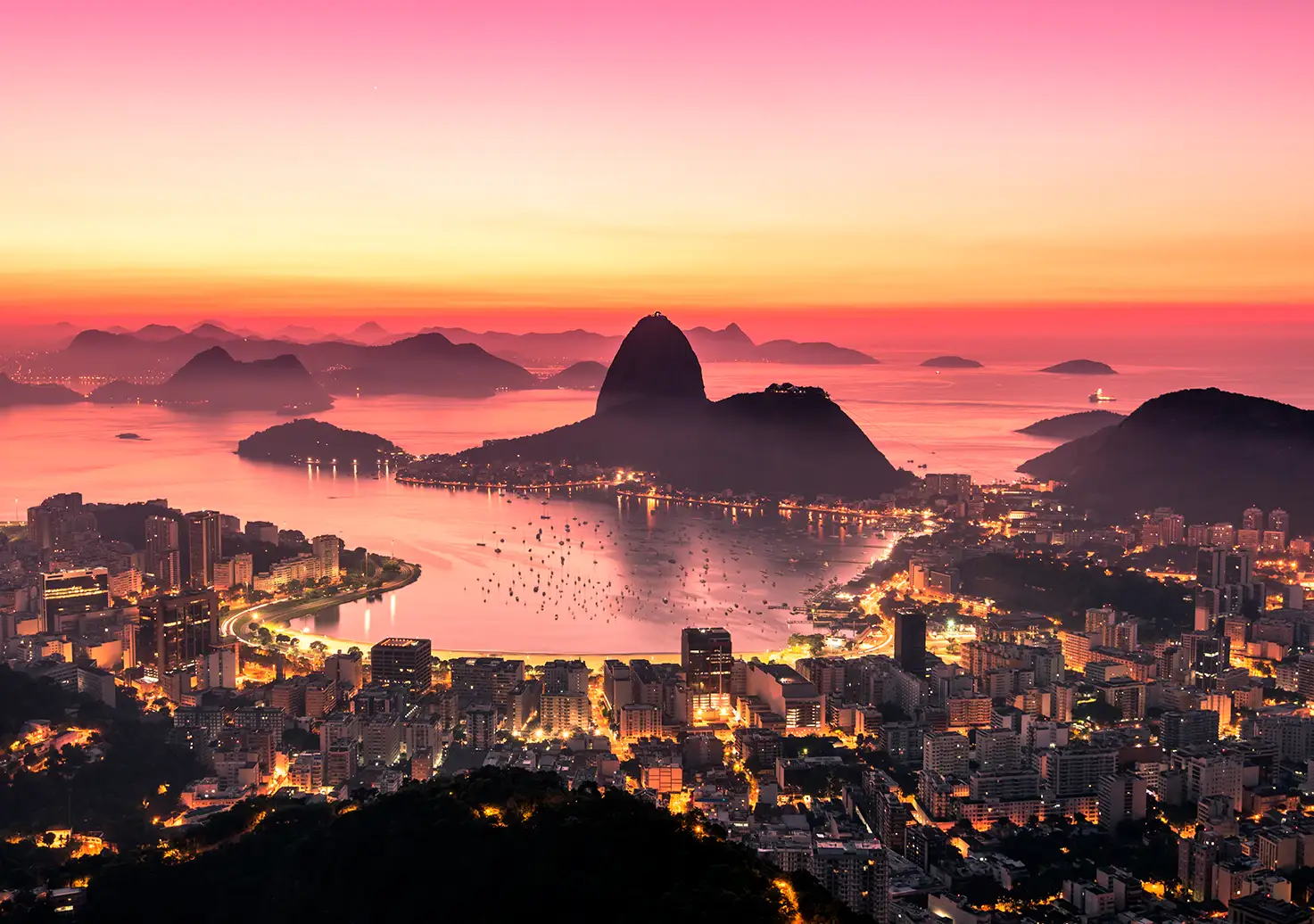 Vista del atardecer de rio de Janeiro